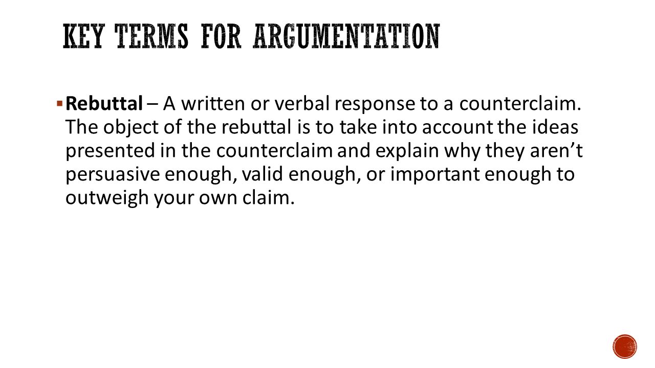 Key Terms for Argumentation