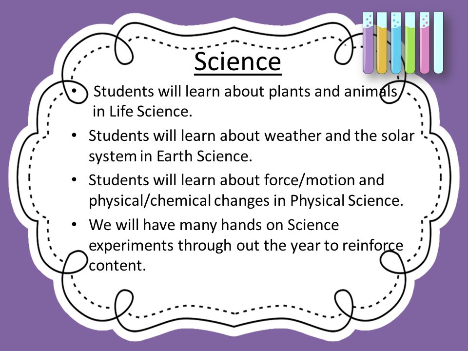 Science Students will learn about plants and animals in Life Science.