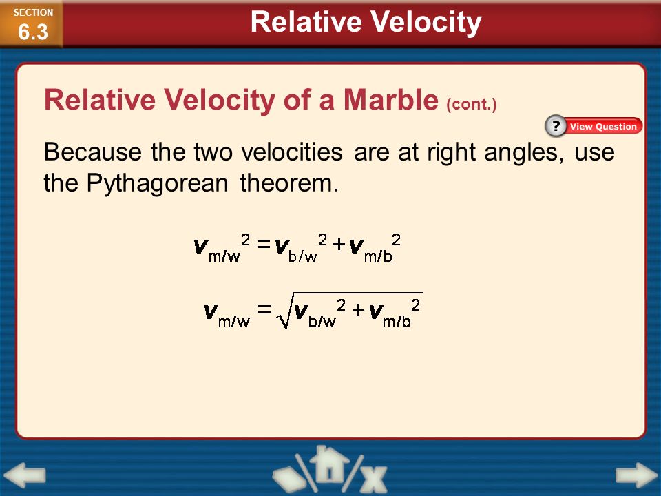 Relative Velocity of a Marble (cont.)