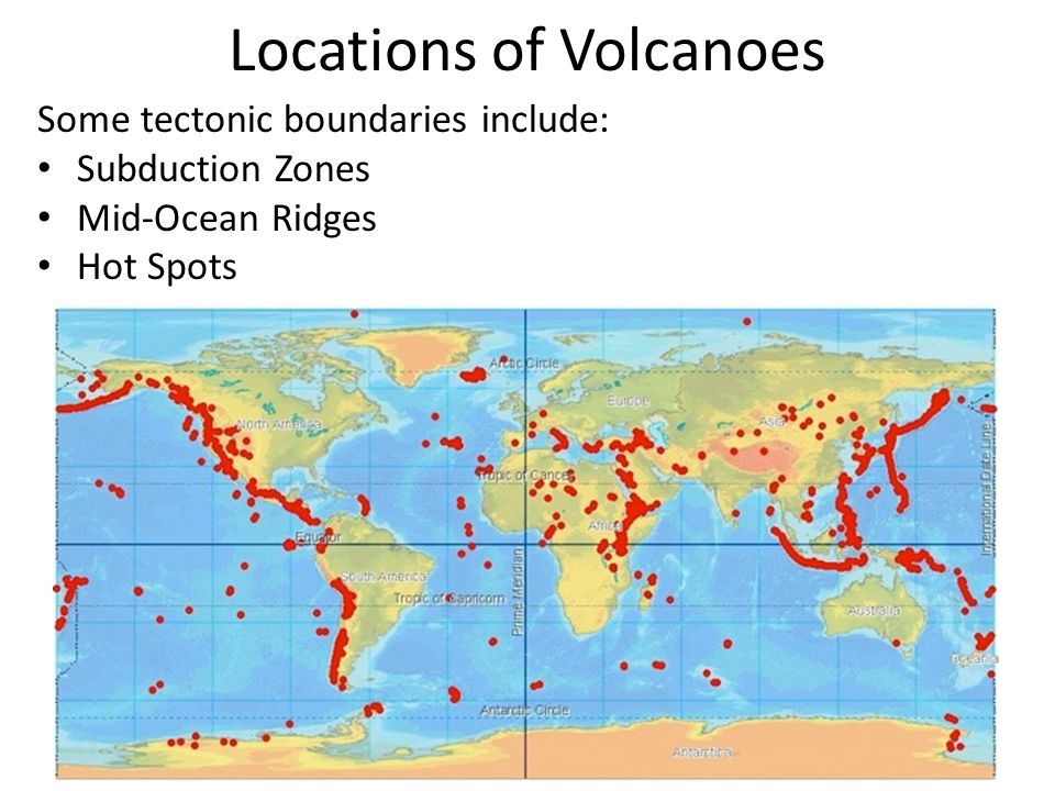 Вулканы в мире карта