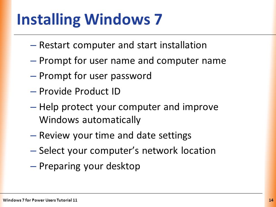 Installing Windows 7 Restart computer and start installation