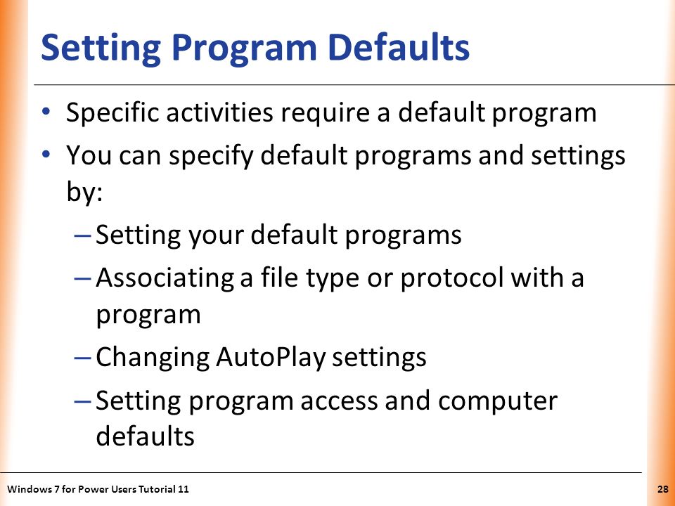 Setting Program Defaults