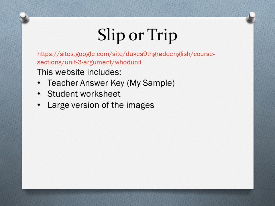 Slip Or Trip Evidence Chart