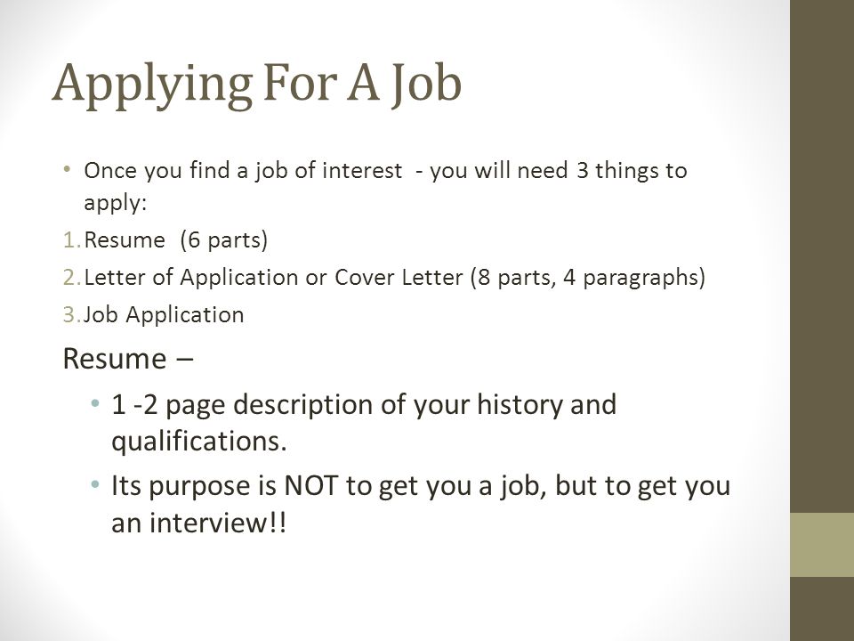 Applying For A Job Resume Ppt Download