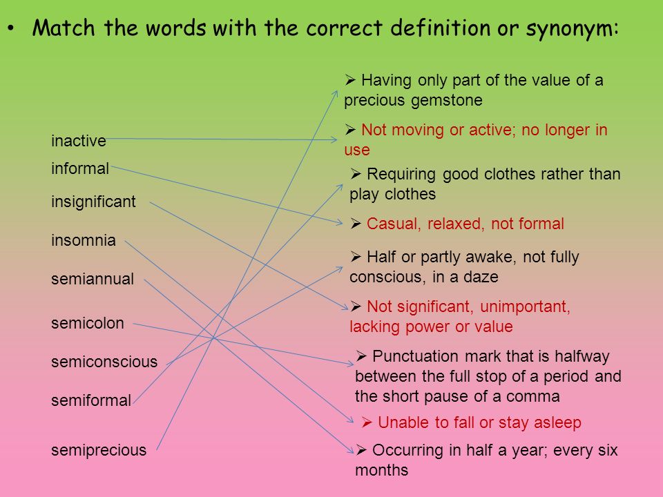 Match the Words with the Definitions. Match the Words Word. Vocabulary Match the synonyms.