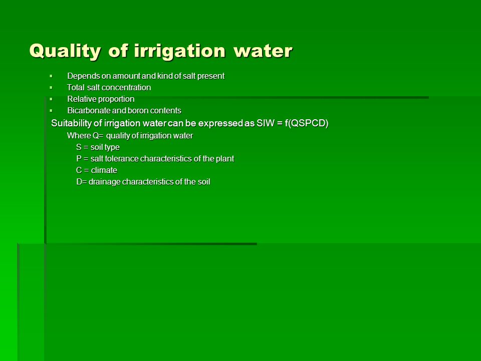 Quality of irrigation water