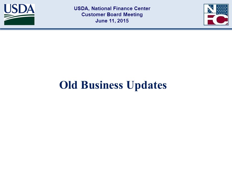 USDA, National Finance Center Customer Board Meeting
