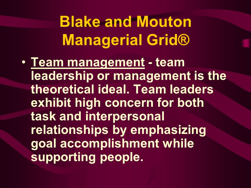 Blake and Mouton Managerial Grid®