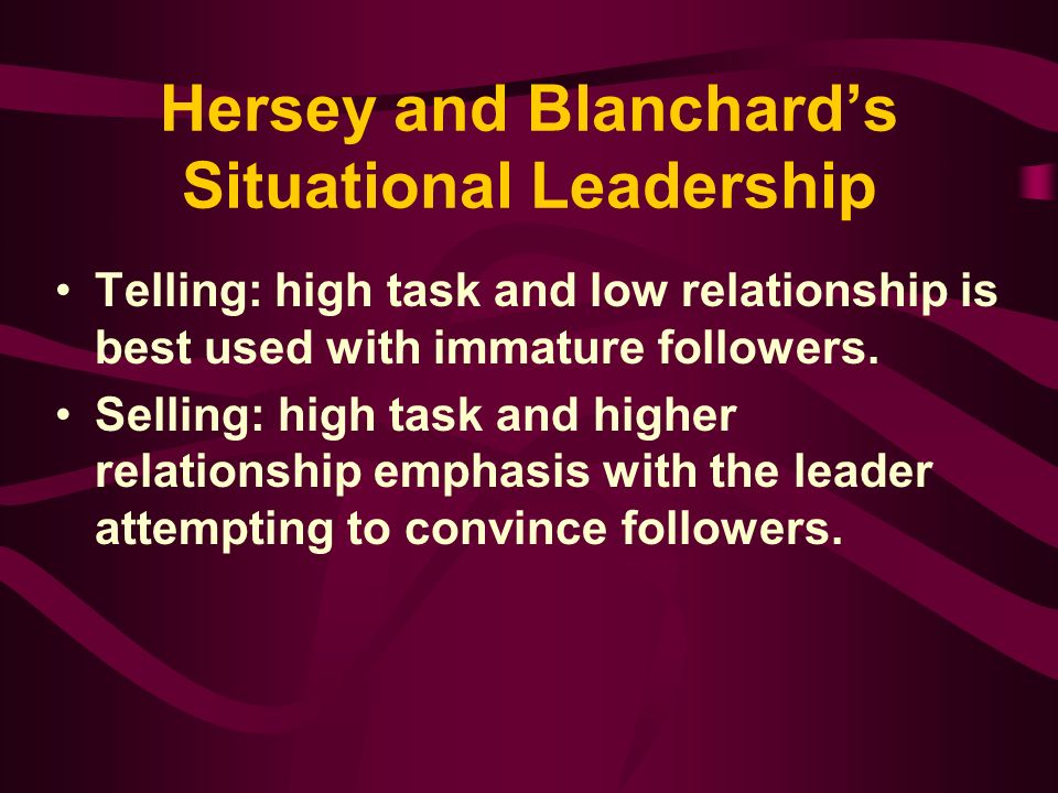 Hersey and Blanchard’s Situational Leadership