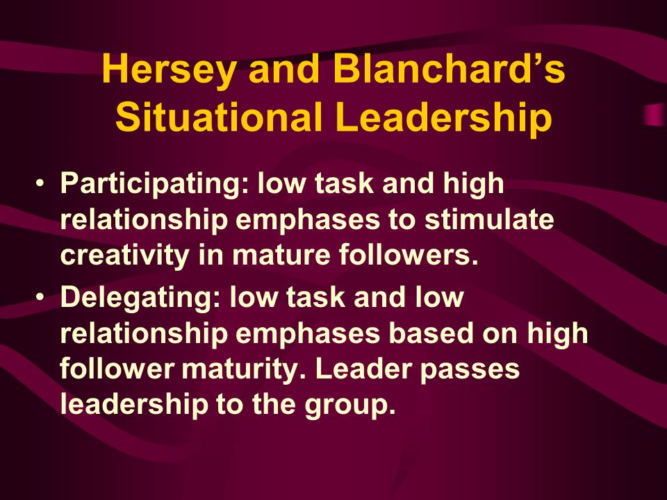 Hersey and Blanchard’s Situational Leadership