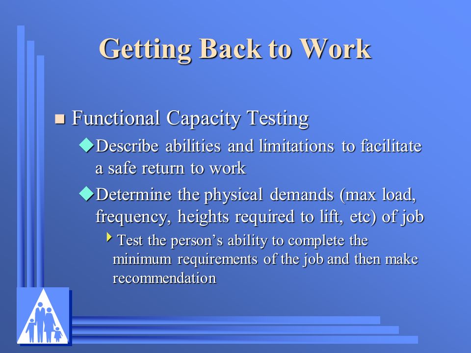 Getting Back to Work Functional Capacity Testing