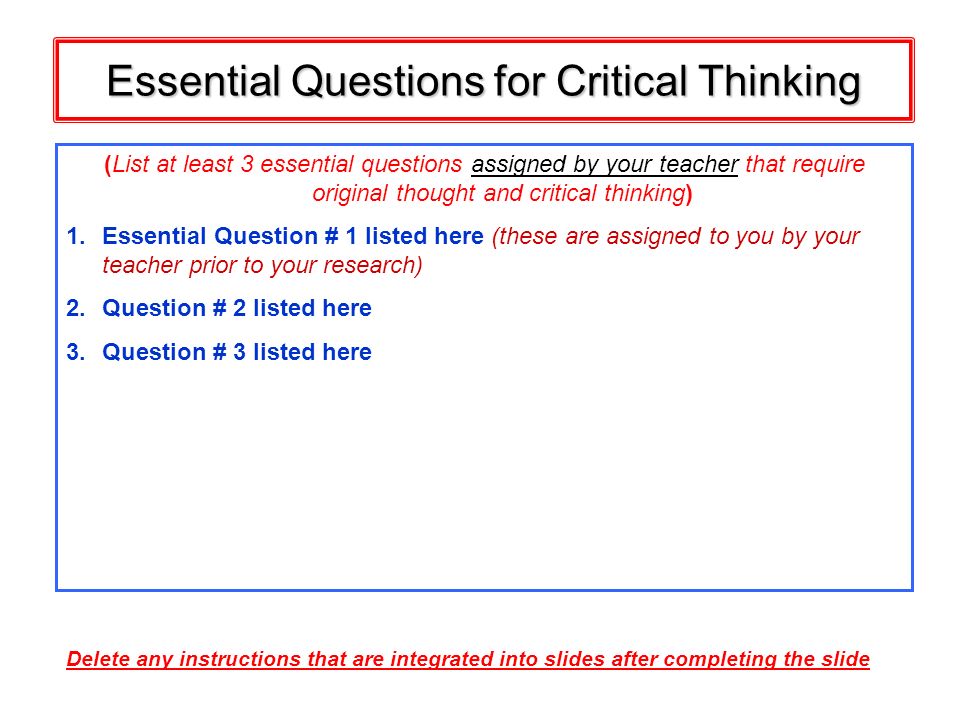 Essential Questions for Critical Thinking