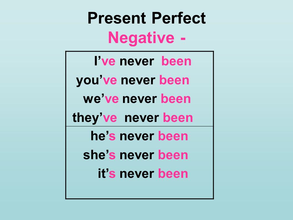 Present Perfect Negative -