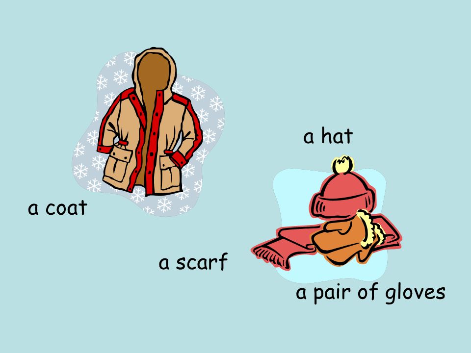 a hat a coat a scarf a pair of gloves