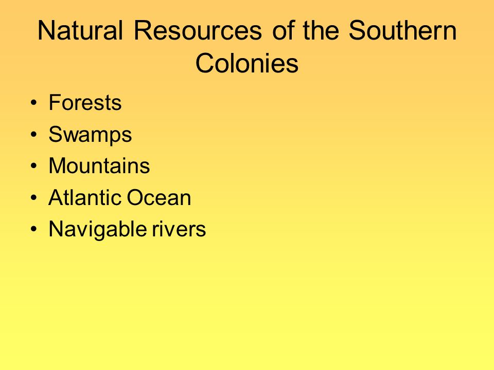 southern colonies resources