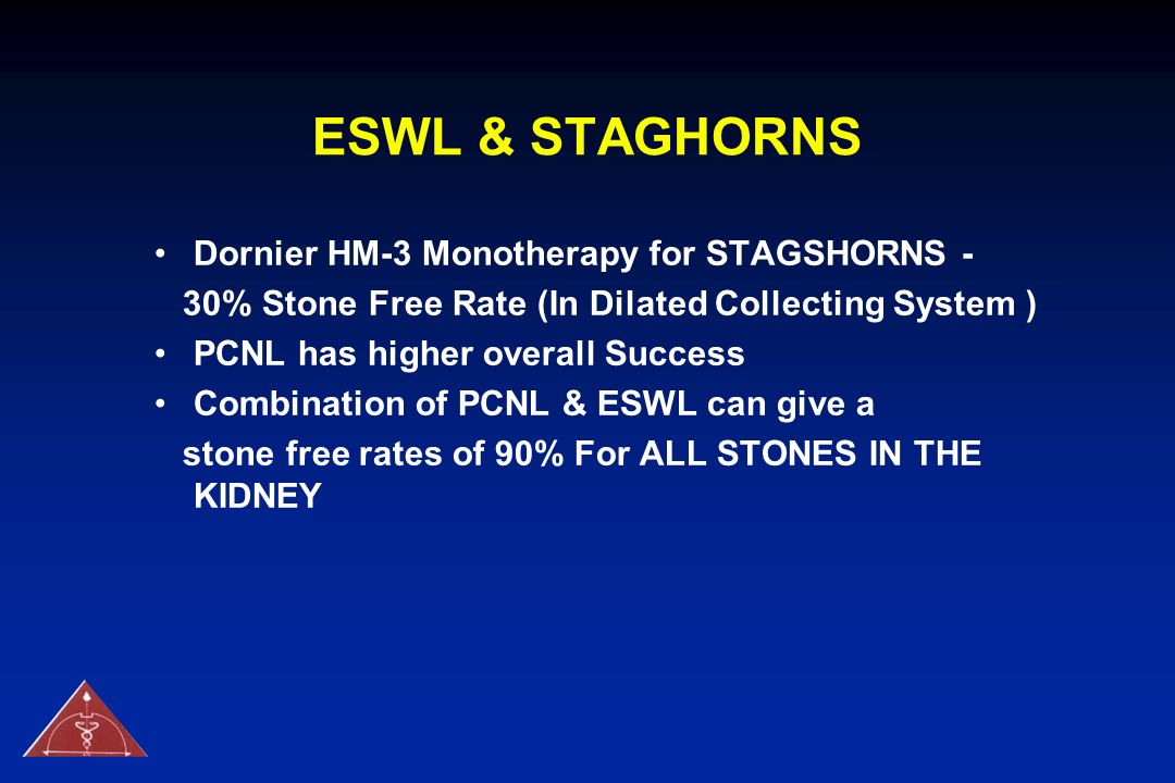 ESWL & STAGHORNS Dornier HM-3 Monotherapy for STAGSHORNS -