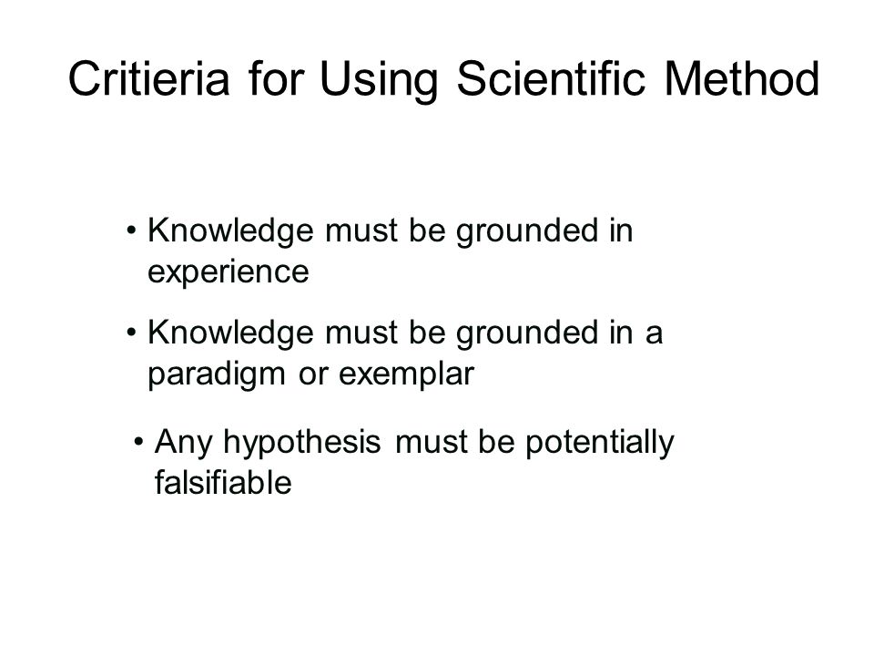 Critieria for Using Scientific Method
