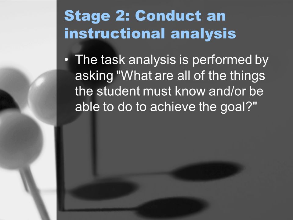 Stage 2: Conduct an instructional analysis