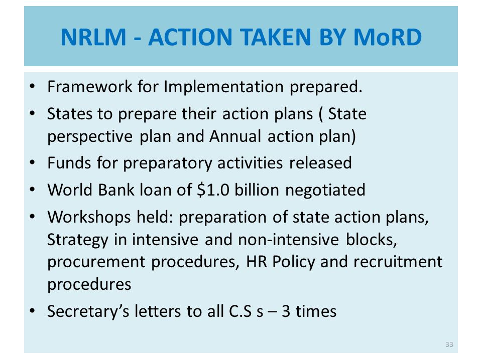 NRLM - ACTION TAKEN BY MoRD