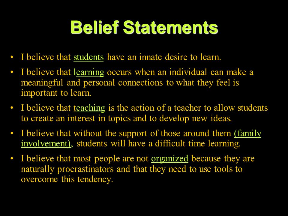 personal belief statement examples