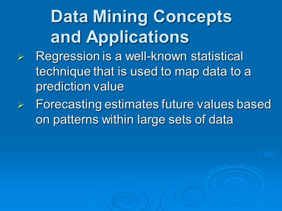 Data Mining Concepts and Applications