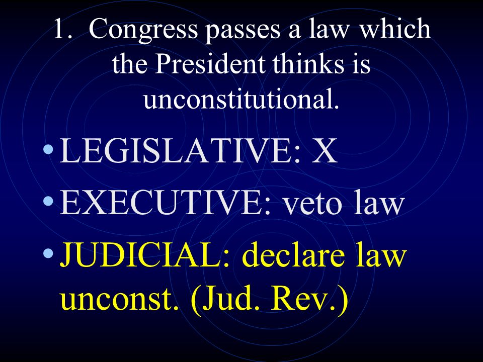 JUDICIAL: declare law unconst. (Jud. Rev.)
