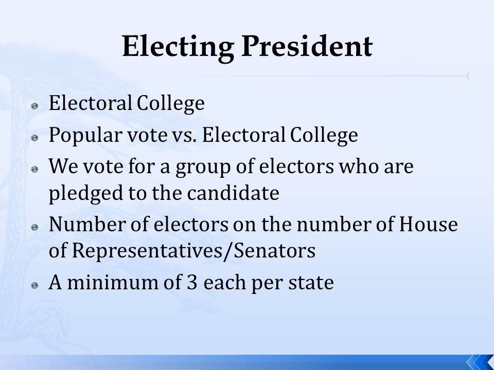 Electing President Electoral College