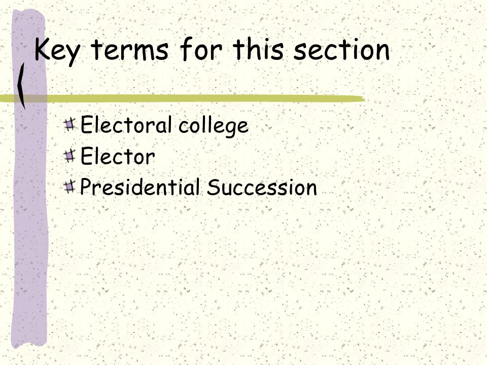 Key terms for this section