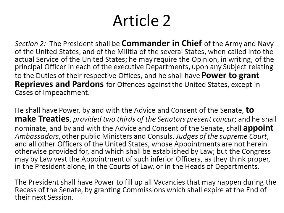Article 2 Executive Branch - ppt video online download