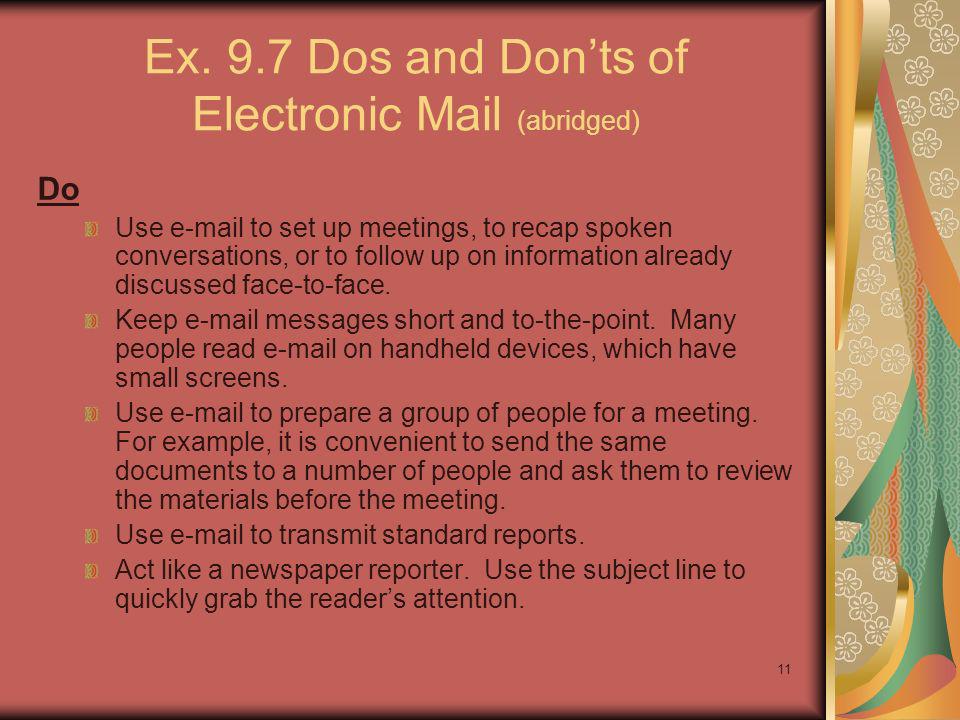 Ex. 9.7 Dos and Don’ts of Electronic Mail (abridged)