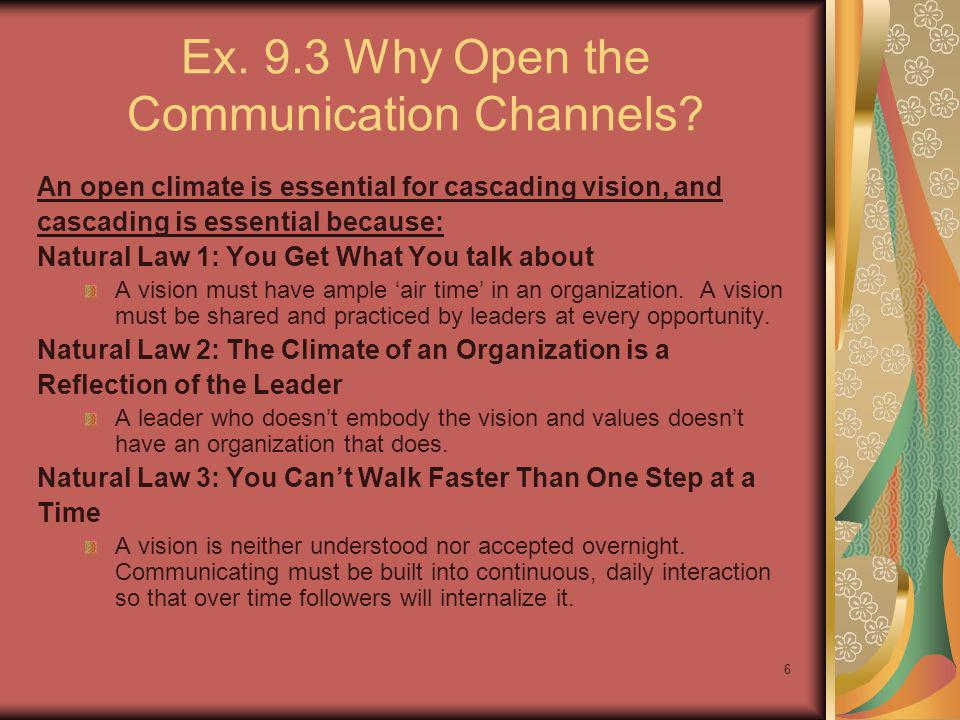 Ex. 9.3 Why Open the Communication Channels
