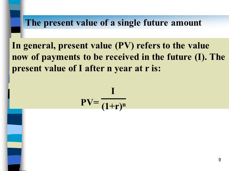 The present value of a single future amount
