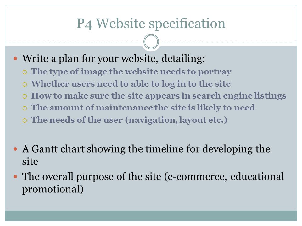 P4 Website specification