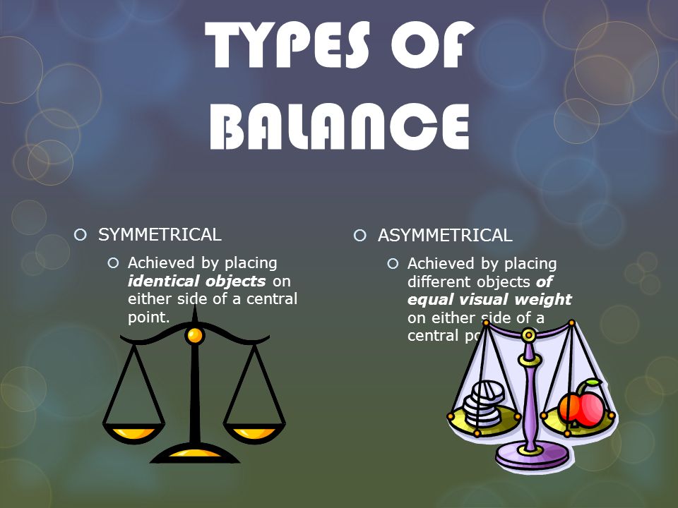 TYPES OF BALANCE SYMMETRICAL ASYMMETRICAL