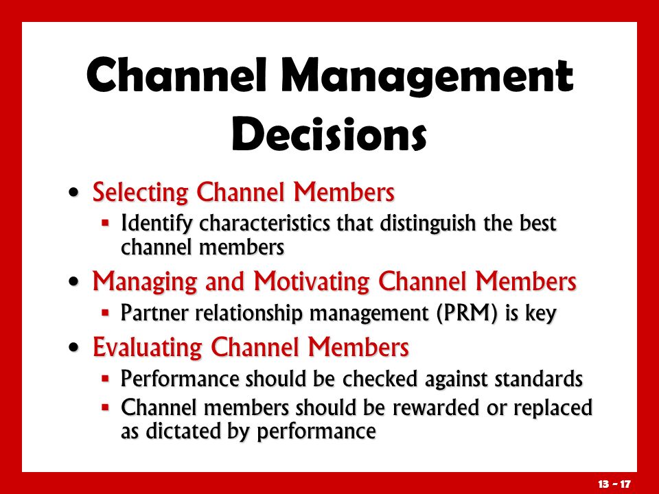 Channel Management Decisions