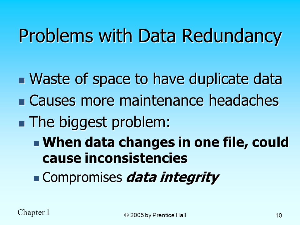 Problems with Data Redundancy
