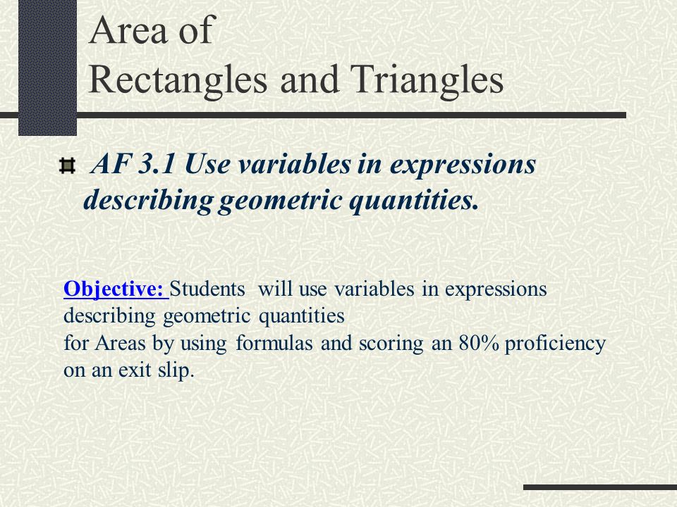 Area of Rectangles and Triangles