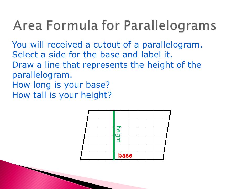 Area Formula for Parallelograms