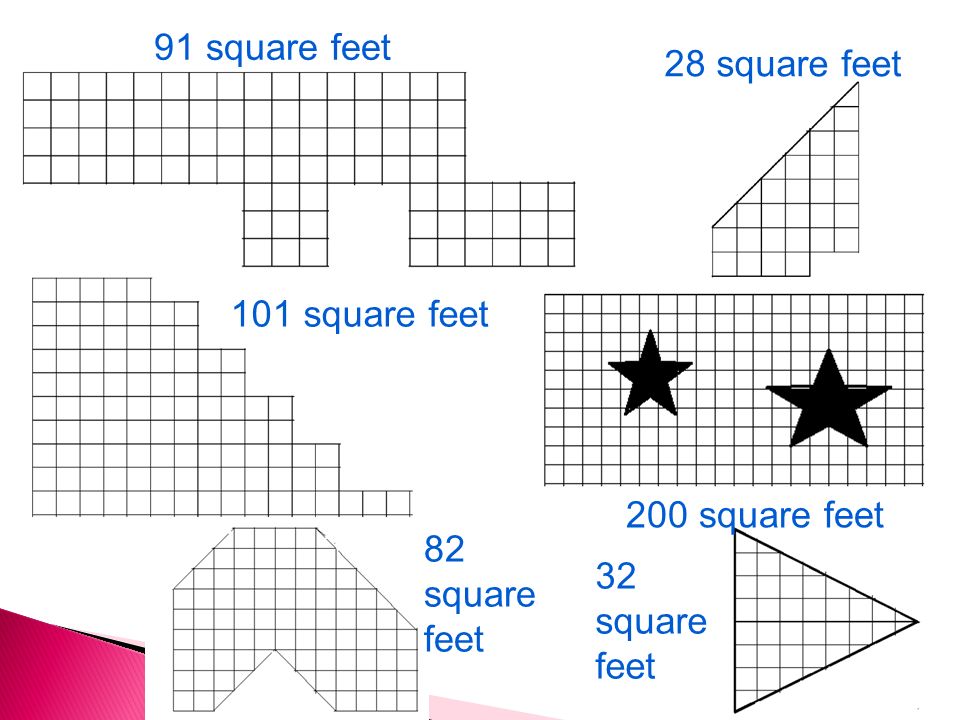 91 square feet 28 square feet 101 square feet 200 square feet 82 square feet 32 square feet