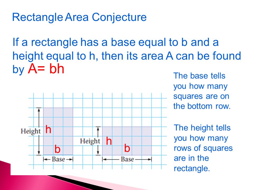 A= bh Rectangle Area Conjecture