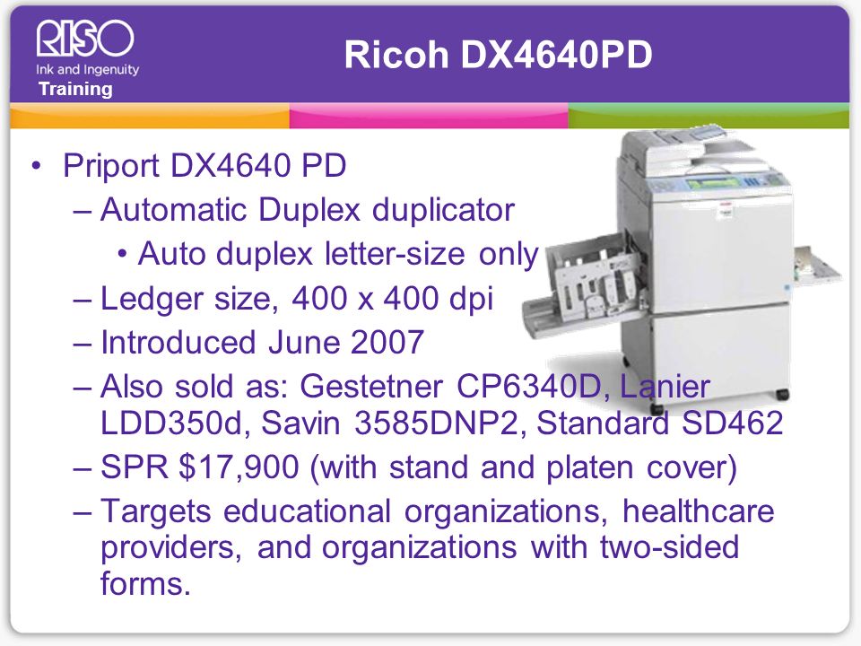 Ricoh DX4640PD Priport DX4640 PD Automatic Duplex duplicator