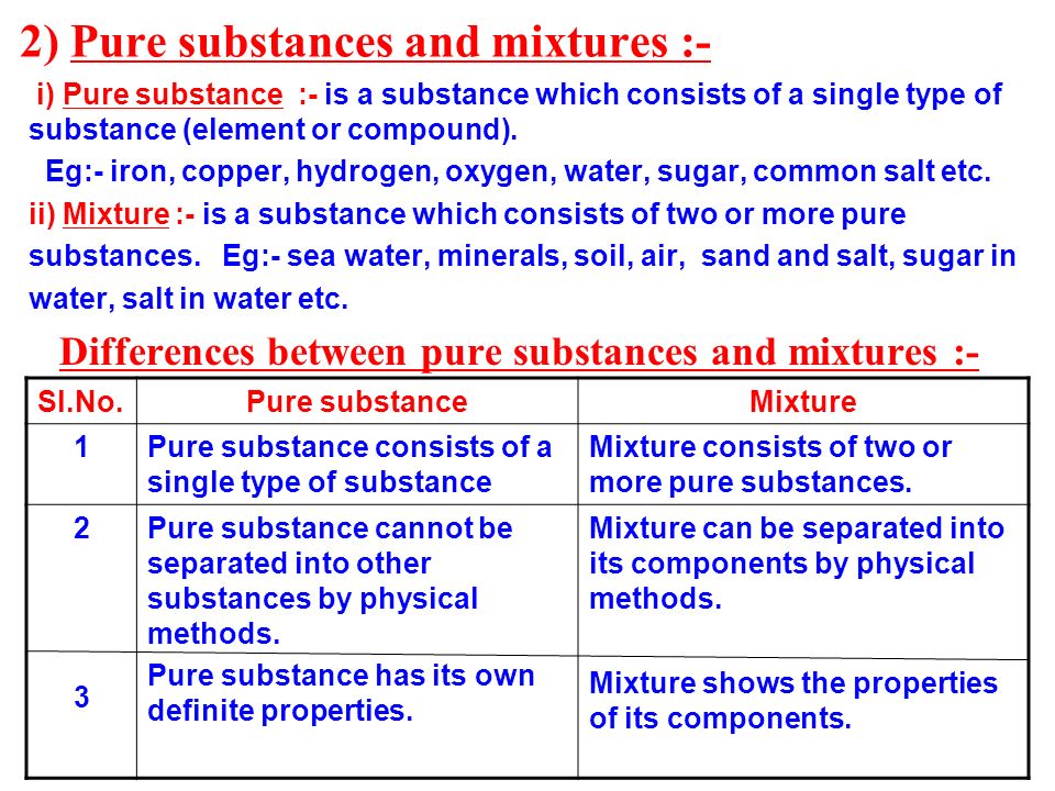 Resultado de imagen para pure substances and mixtures