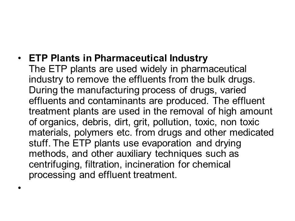 Effluent Treatment Solutions For Pharmaceutical Bulk Drug Industries Ppt Download
