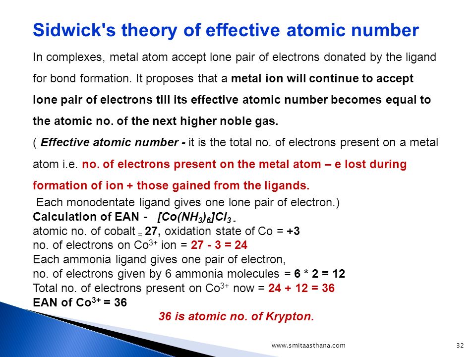 Effective atomic number equation