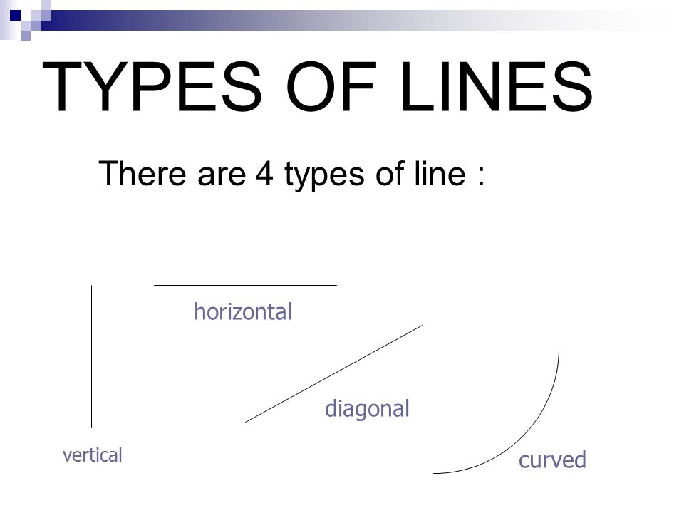 TYPES OF LINES There are 4 types of line : horizontal diagonal curved