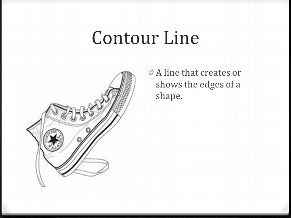 Contour Line A line that creates or shows the edges of a shape.