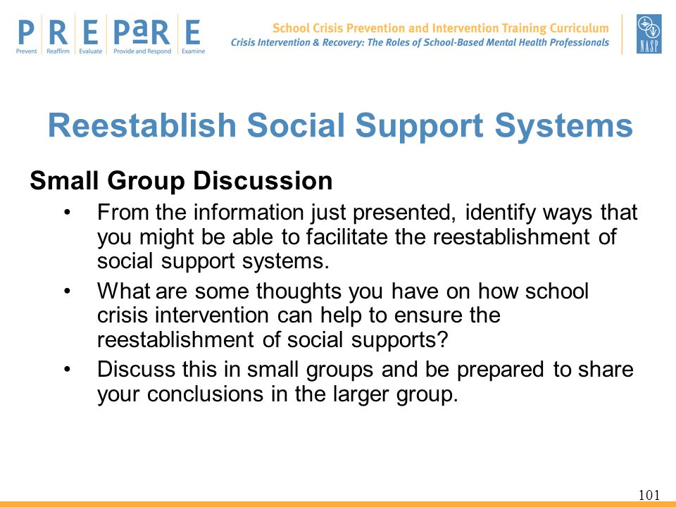 Reestablish Social Support Systems