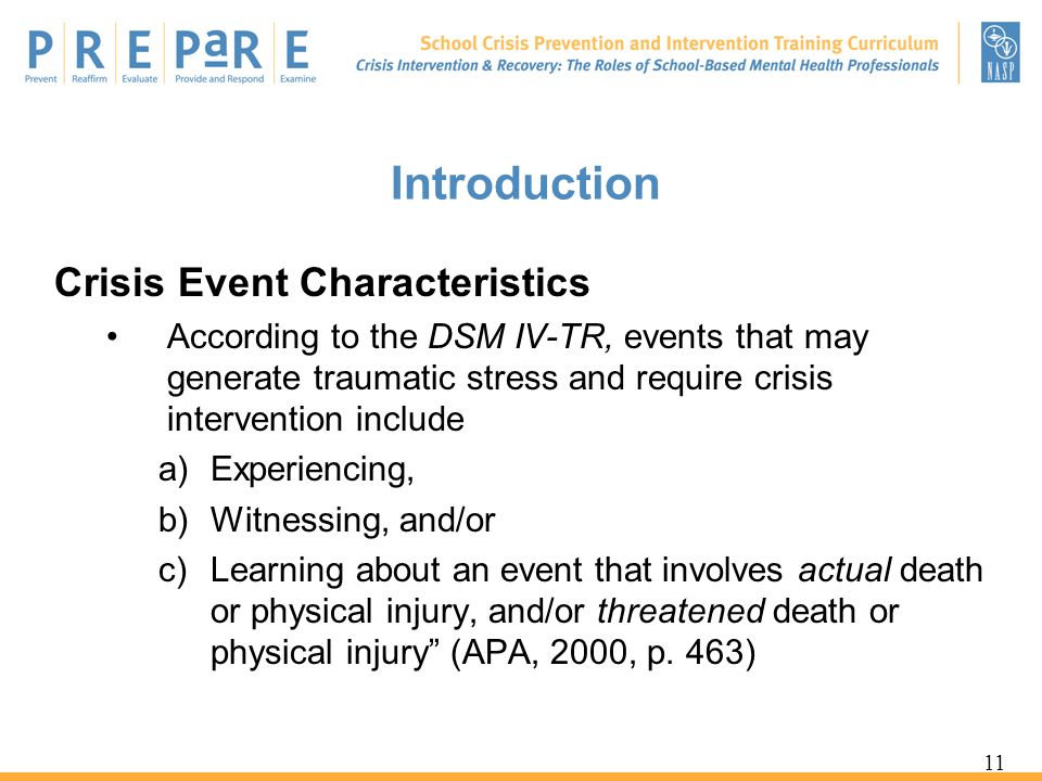 Introduction Crisis Event Characteristics