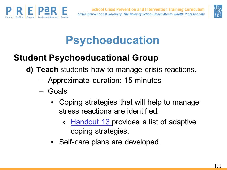 Psychoeducation Student Psychoeducational Group