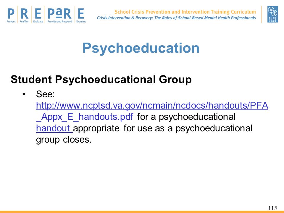 Psychoeducation Student Psychoeducational Group